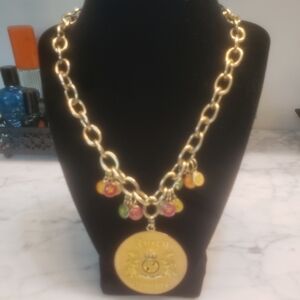 Juicy Couture Gold Chain Necklace with Multicolor Charms
